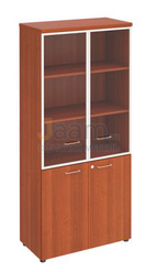 Кабинет руководителя Офисный шкаф для документов со стеклянными прозрачными дверями в рамке  ПТ 0783