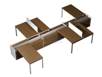 Мебель для персонала Рабочая станция (6x160) с настольными экранами ДСП на 3-x опорных тумбах-купе с ProSystem КВ 0181 БН