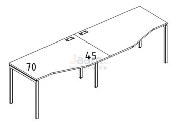 Мебель для персонала Рабочая станция со столами эргономичными "Техно"на металлокаркасе DUE Б2 061-2 БП